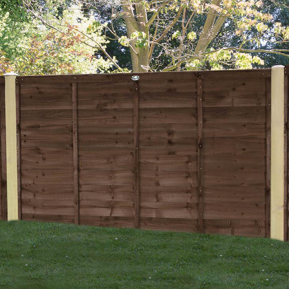 Forest Garden 6 x 3ft Brown Overlap Fence Panel Image 1