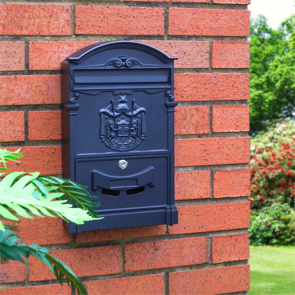 St Helens Black Locking Mounted Letter Box Image 8