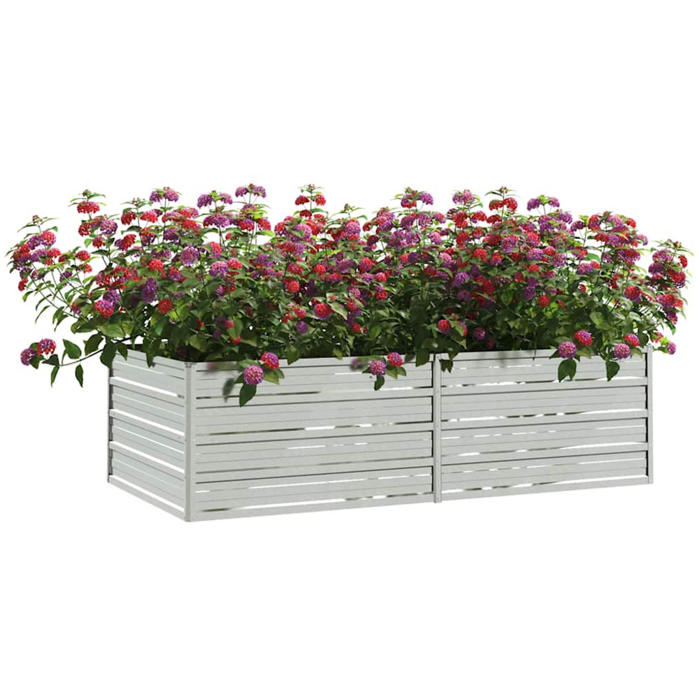 vidaXL Silver Galvanised Steel Raised Garden Bed 160 x 80 x 45cm Image 2