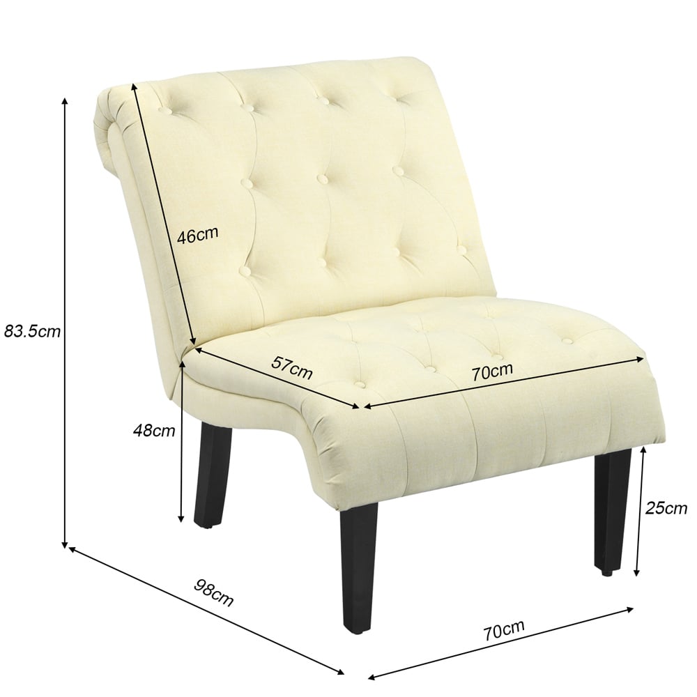 Costway Beige Button Tufted Linen Upholstered Accent Chair Image 9