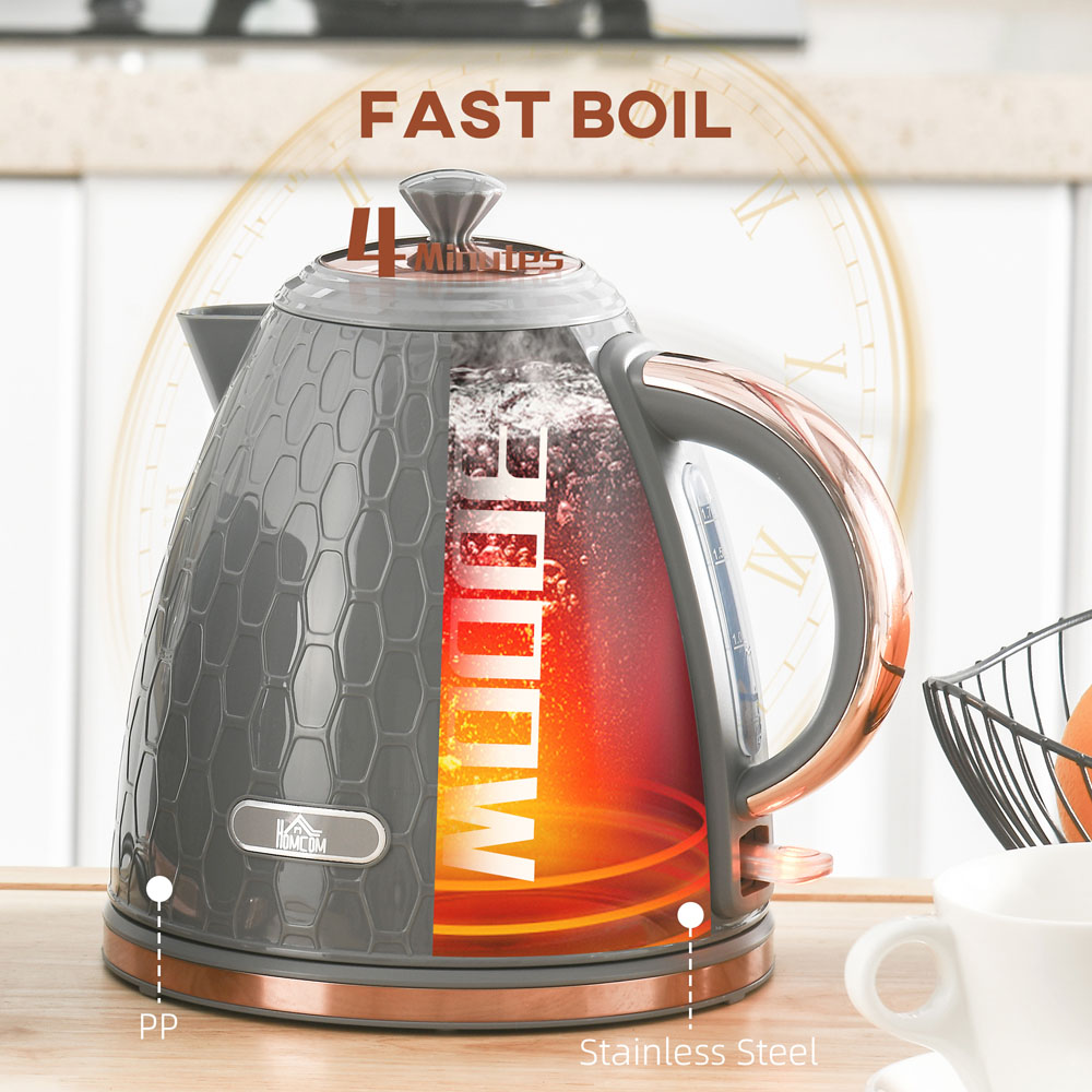 HOMCOM 800-206V70GY Grey 1.7L Fast Boil Electric Kettle 3kW Image 5