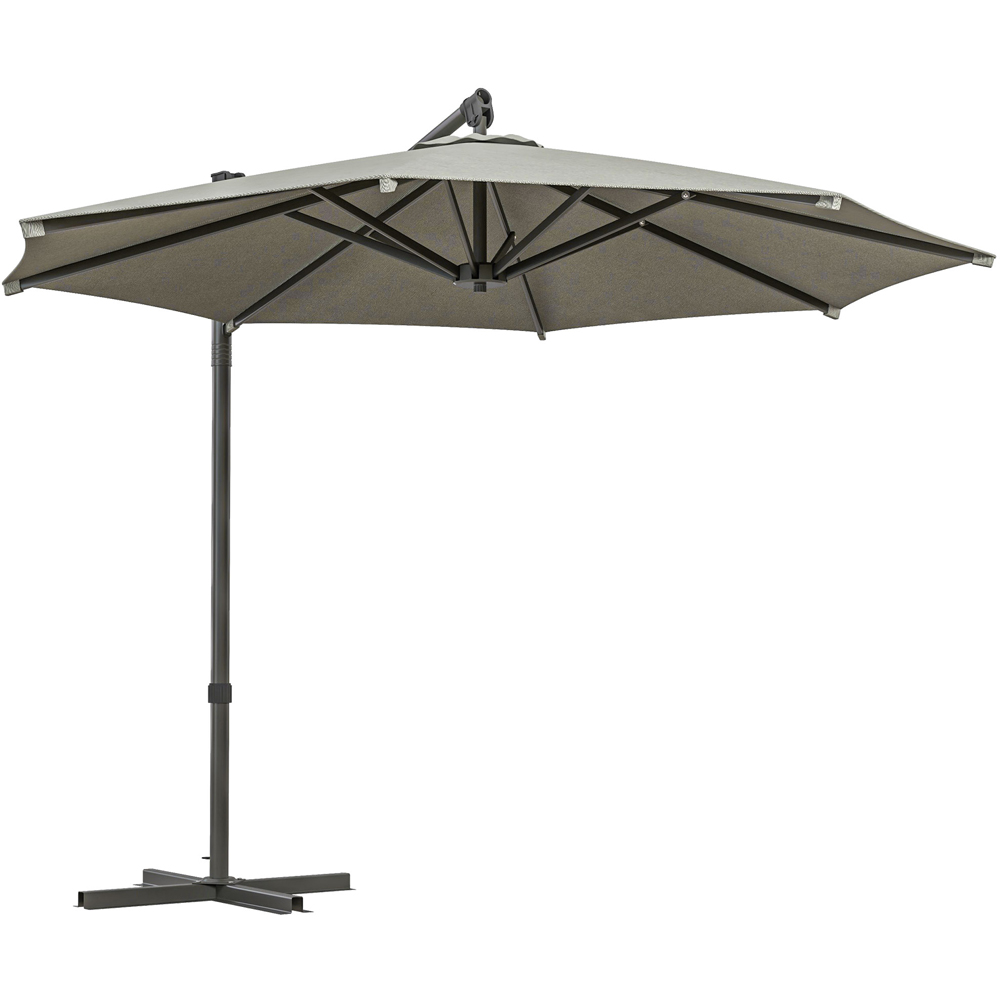 Outsunny Beige Crank and Tilt Cantilever Banana Parasol with Cross Base 3m Image 1