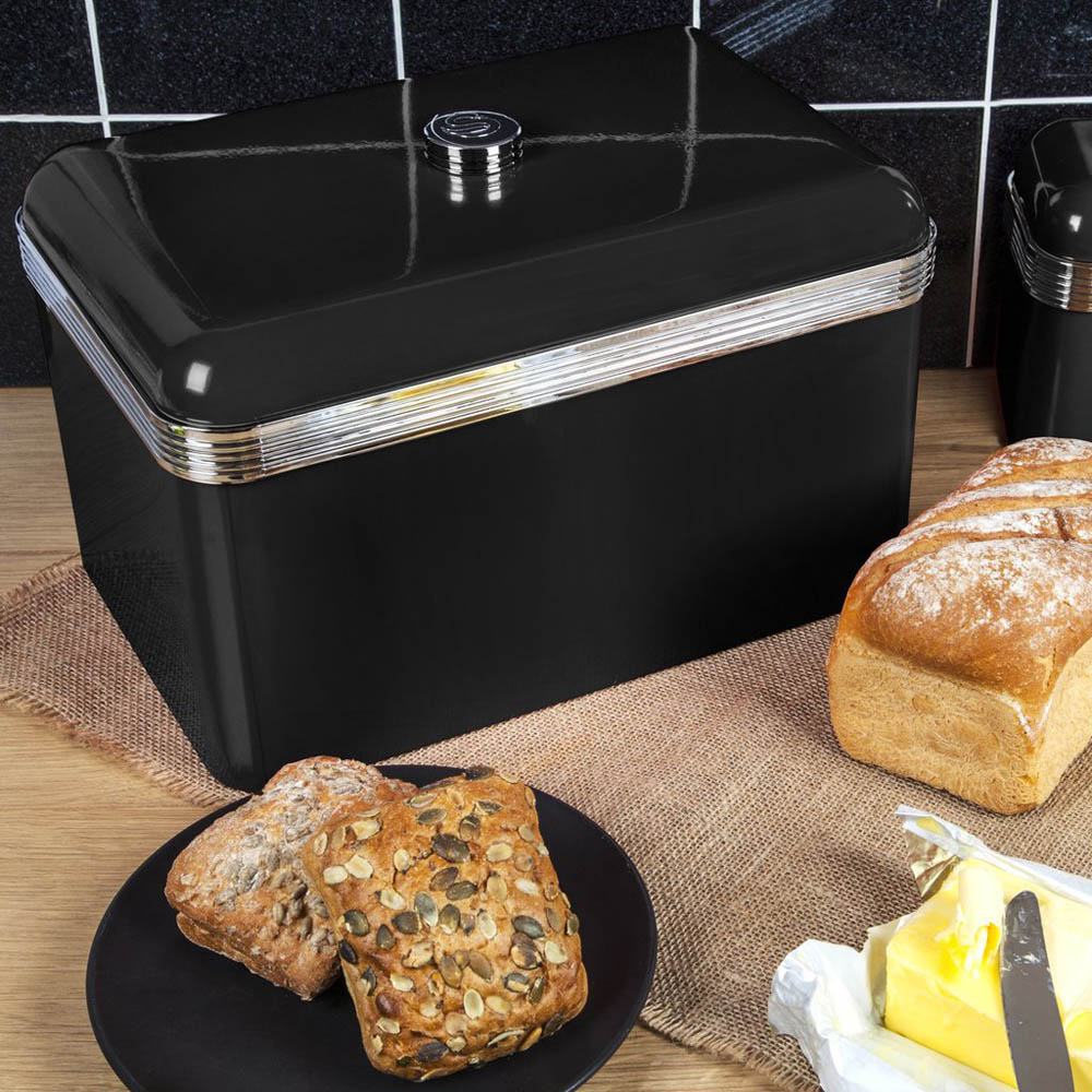 Swan Retro Black Bread Bin Image 3