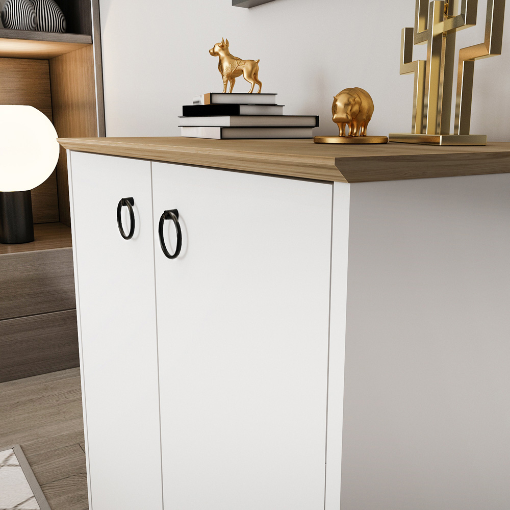 Decorotika Nuans 2 Door White and Oud Multipurpose Cabinet Image 4