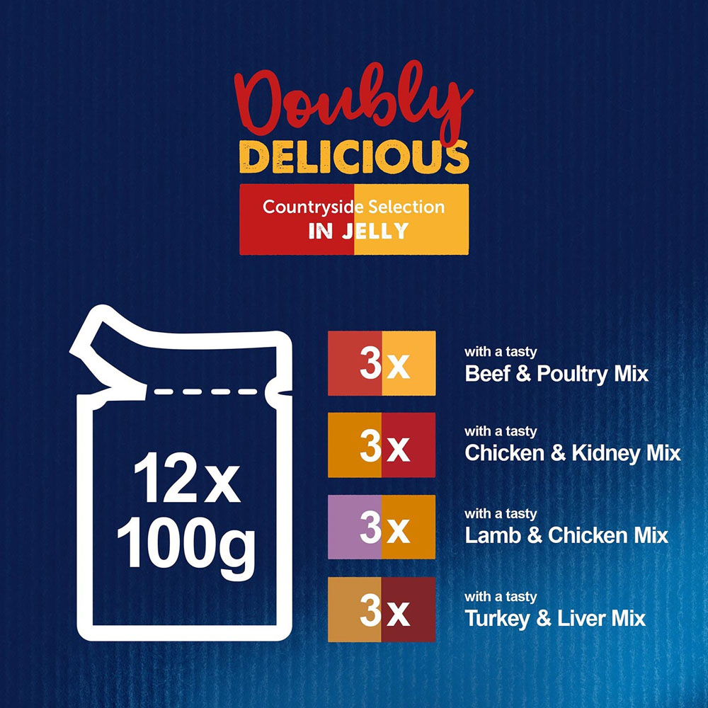 Felix Doubly Delicious Meat Selection in Jelly Wet Cat Food 100g 12 Pack Image 3
