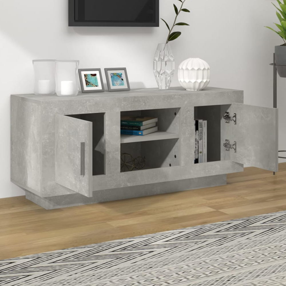 vidaXL 2 Door 2 Shelf Concrete Grey TV Cabinet Image 1