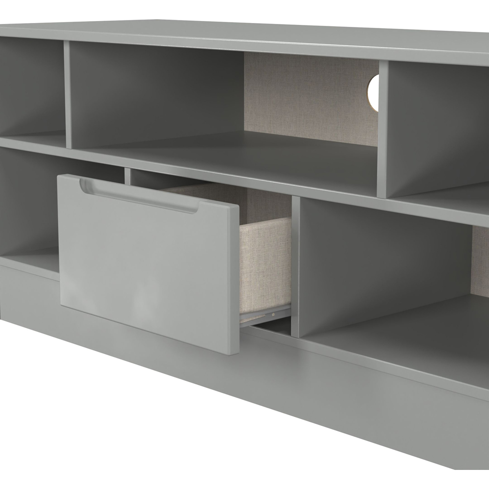 Crowndale Milan Single Drawer 5 Shelf Dusk Grey TV Unit Ready Assembled Image 6