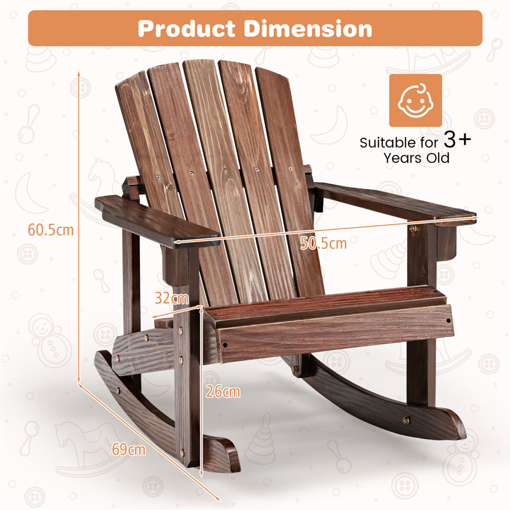 Costway Coffee Patio Adirondack Rocking Chair with High Backrest Image 8