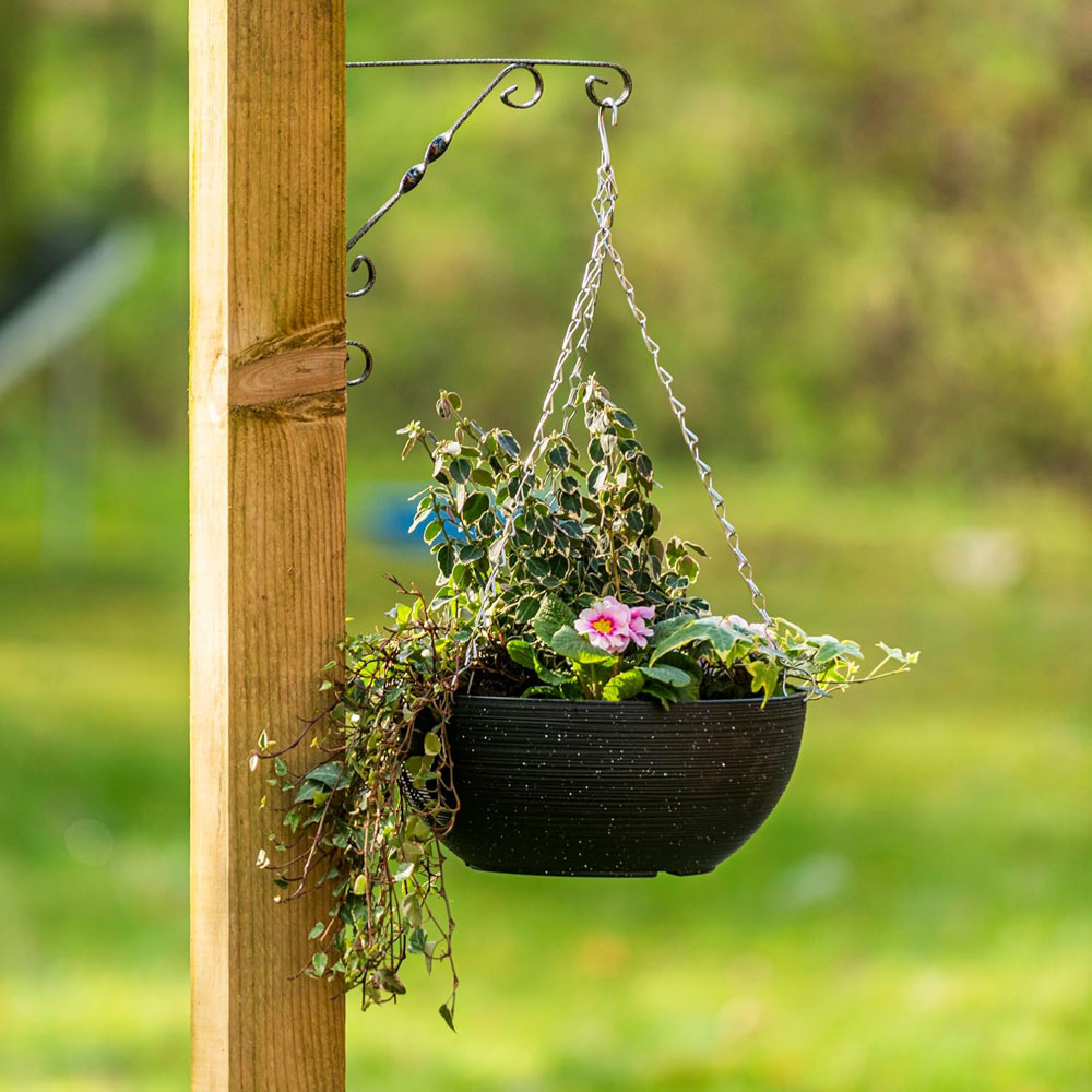 Garden Gear Black Flecked Stone Effect Hanging Basket 35cm Image 2