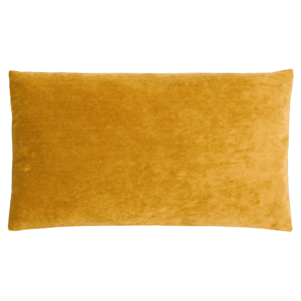 furn. Camden Mustard Micro Cord Velvet Rectangular Cushion Image 1