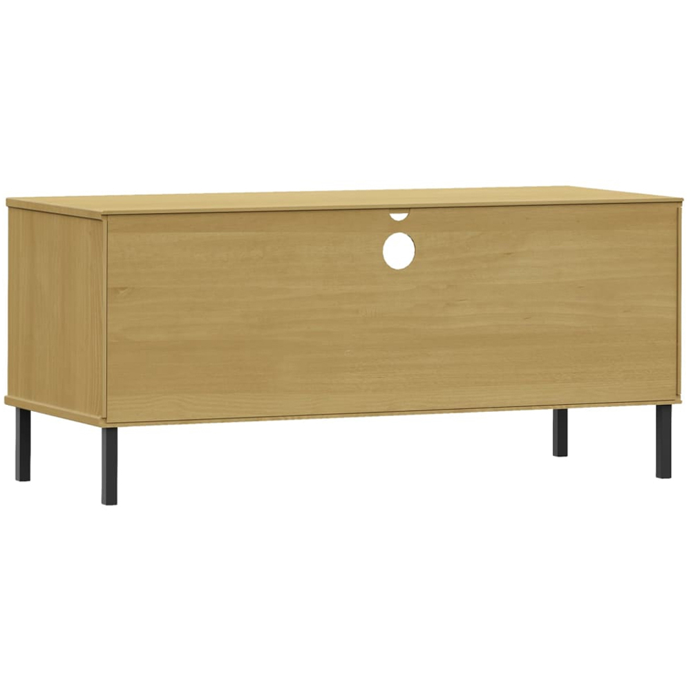 vidaXL Oslo 2 Drawer Single Shelf Brown Solid Pine Wood TV Cabinet Image 7