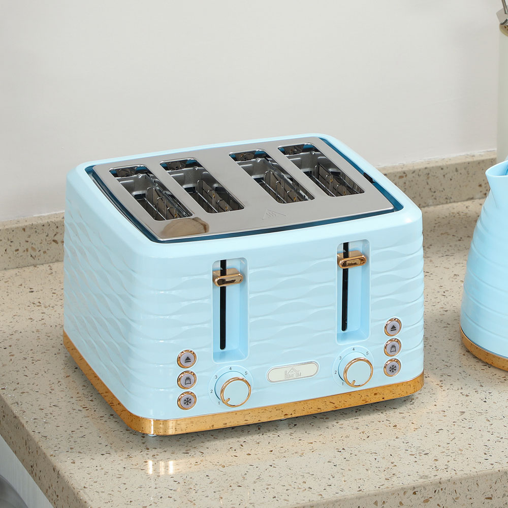 HOMCOM 800-162V72LB Light Blue 1.7L Kettle and 4 Slice Toaster Set Image 3