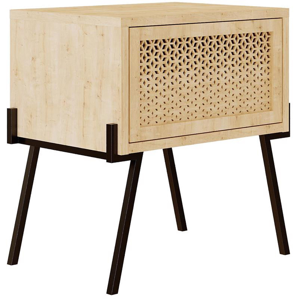 FWStyle Naive Single Door Oak Bedside Table Image 4