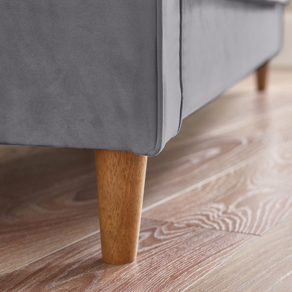 Furniturebox Kody 3 Seater Grey Velvet Sofa Image 5