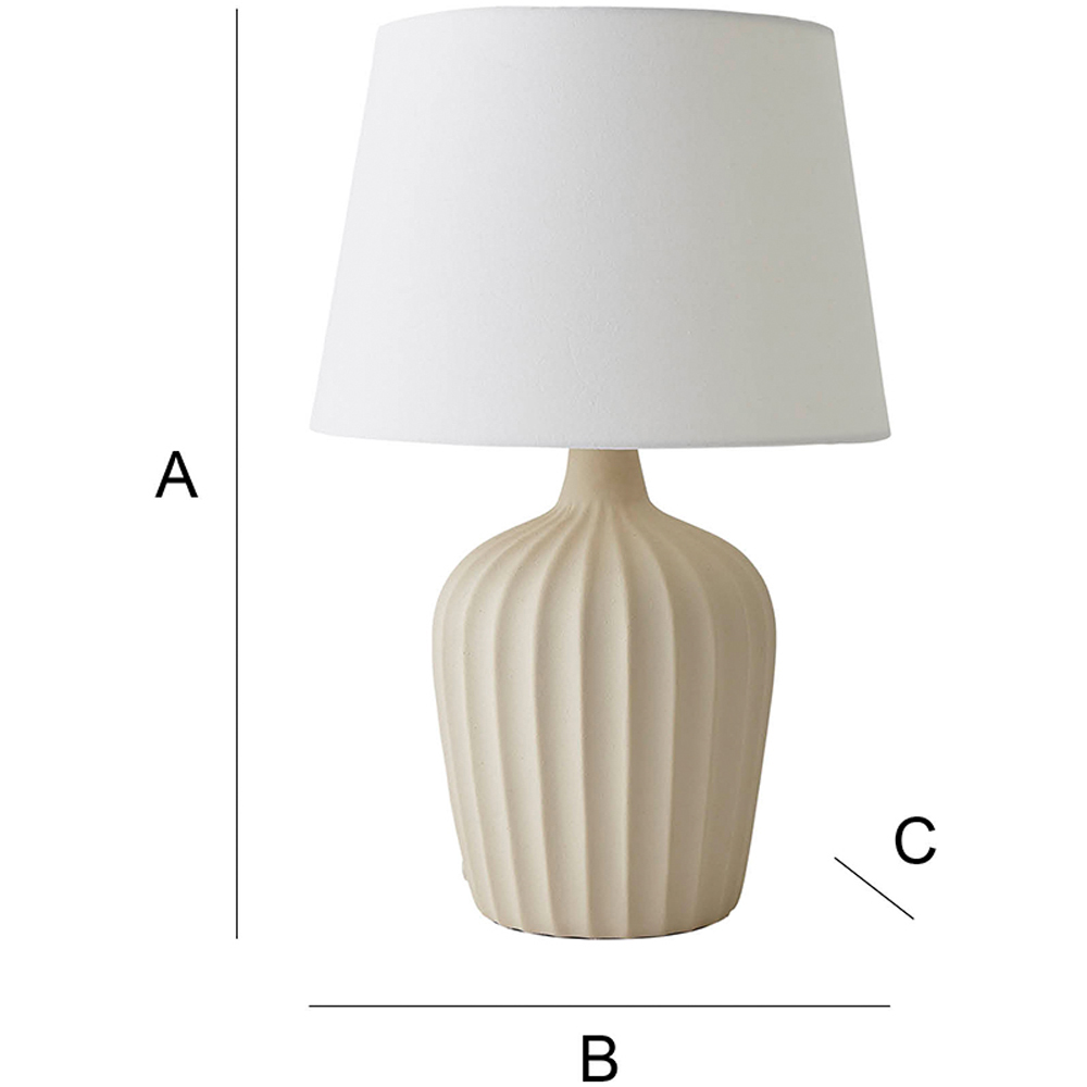 ValueLights Serena Natural Tapered Linen Lamp Shade Ribbed Ceramic Beige LED Table Lamp Image 7