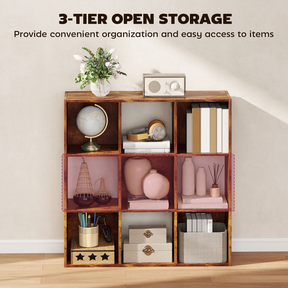 HOMCOM 9 Cube Rustic Brown Storage Cupboard Image 7