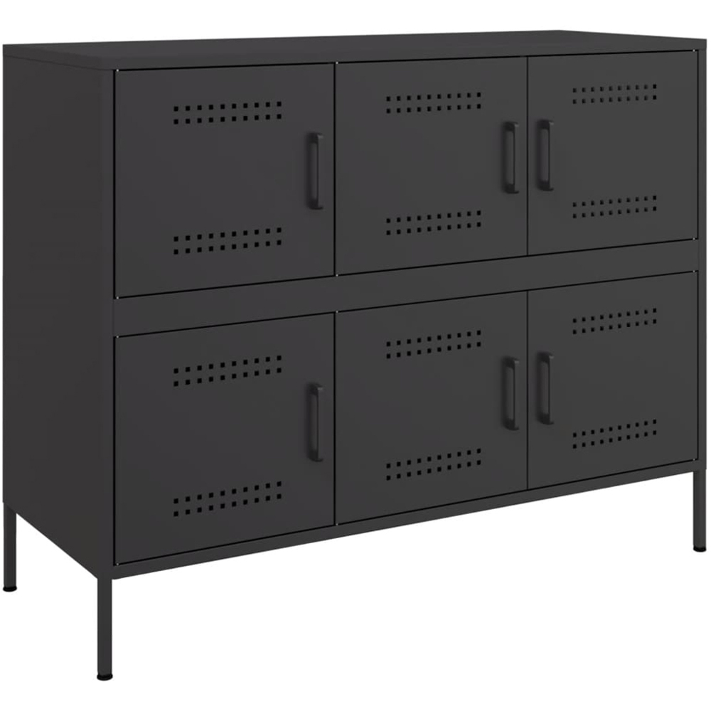 vidaXL 6 Door Black Metal Sideboard Image 2