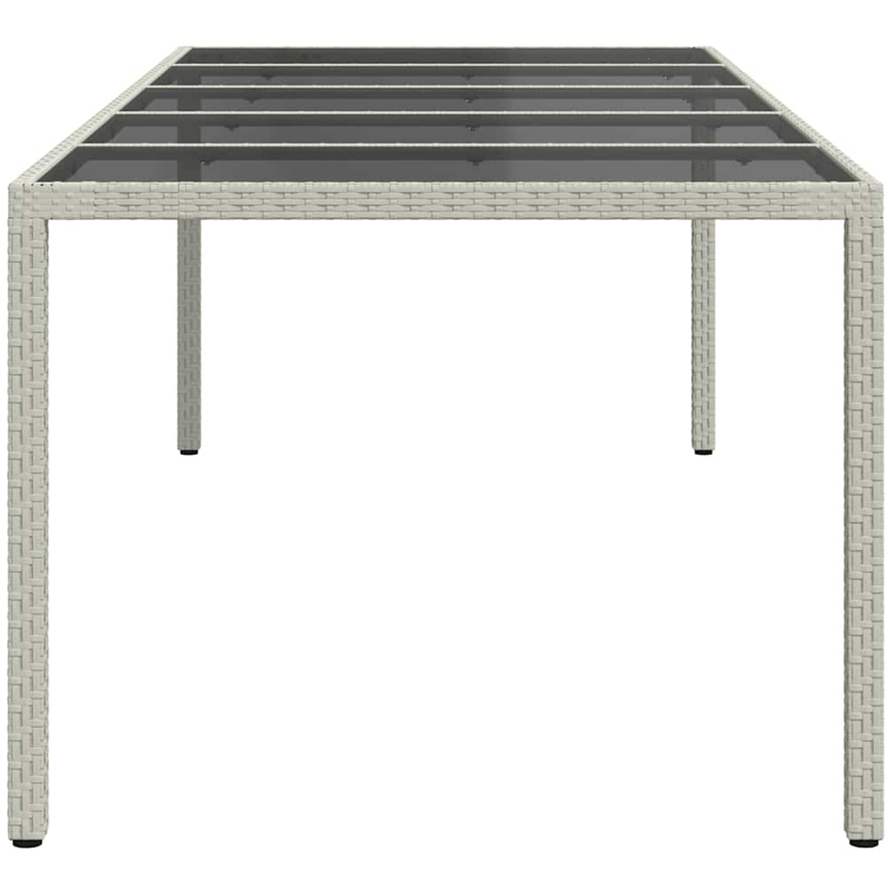 vidaXL 8 Seater White Polyrattan and Tempered Glass Garden Table Image 4