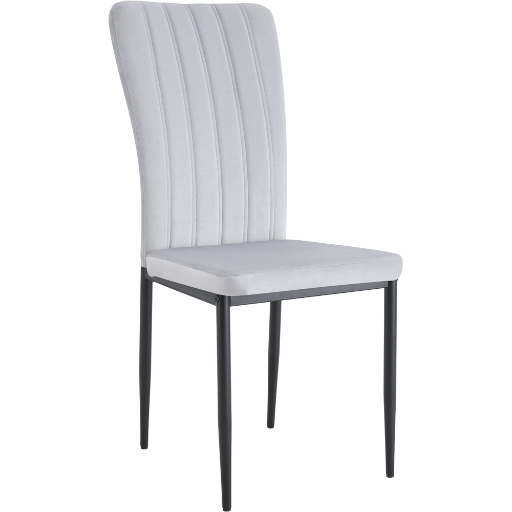 Elle Set of 2 Light Grey Velvet Effect Plush Padded Upholstered Dining Chair Image 2