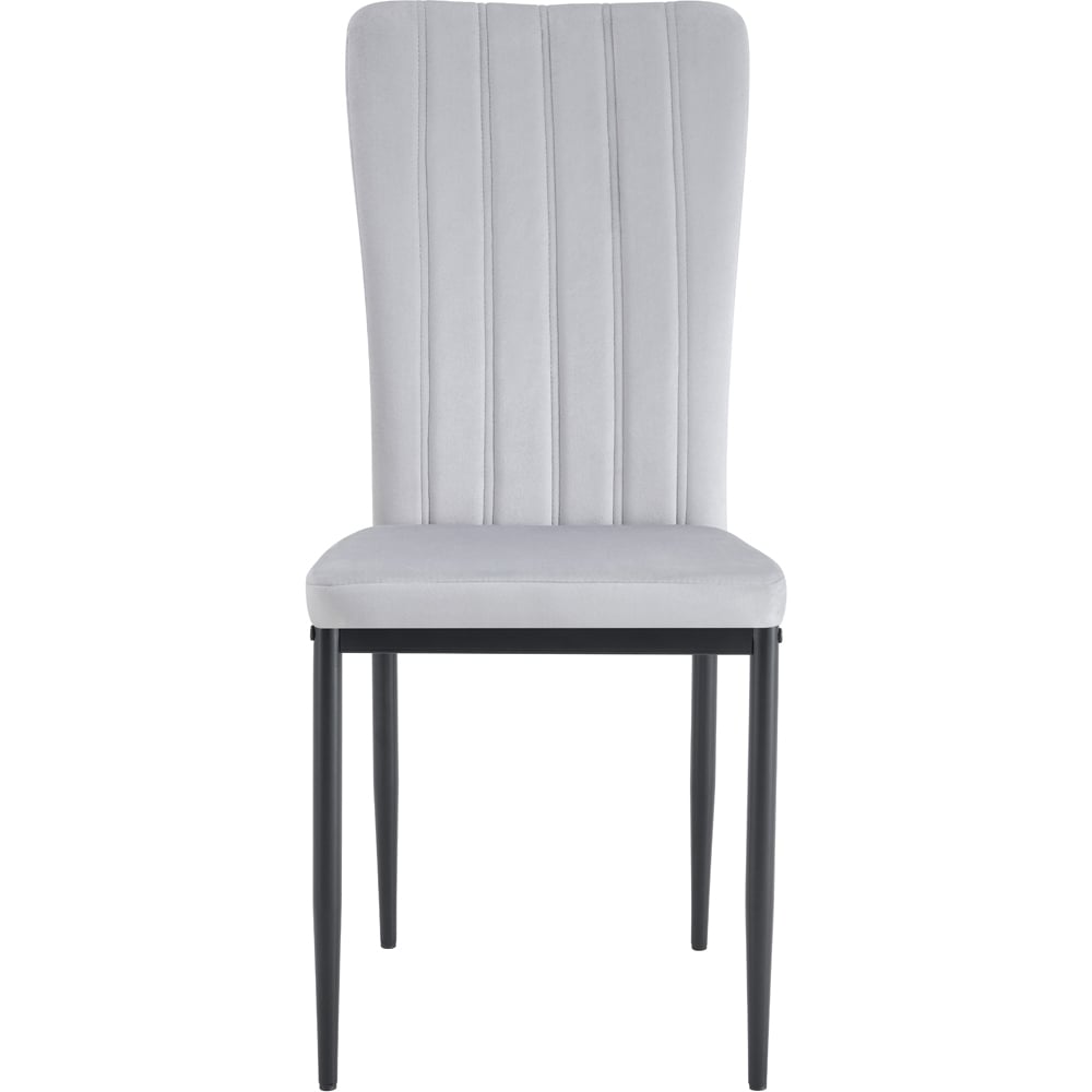 wilko Elle Set of 6 Light Grey Velvet Effect Plush Padded Upholstered Dining Chair Image 3
