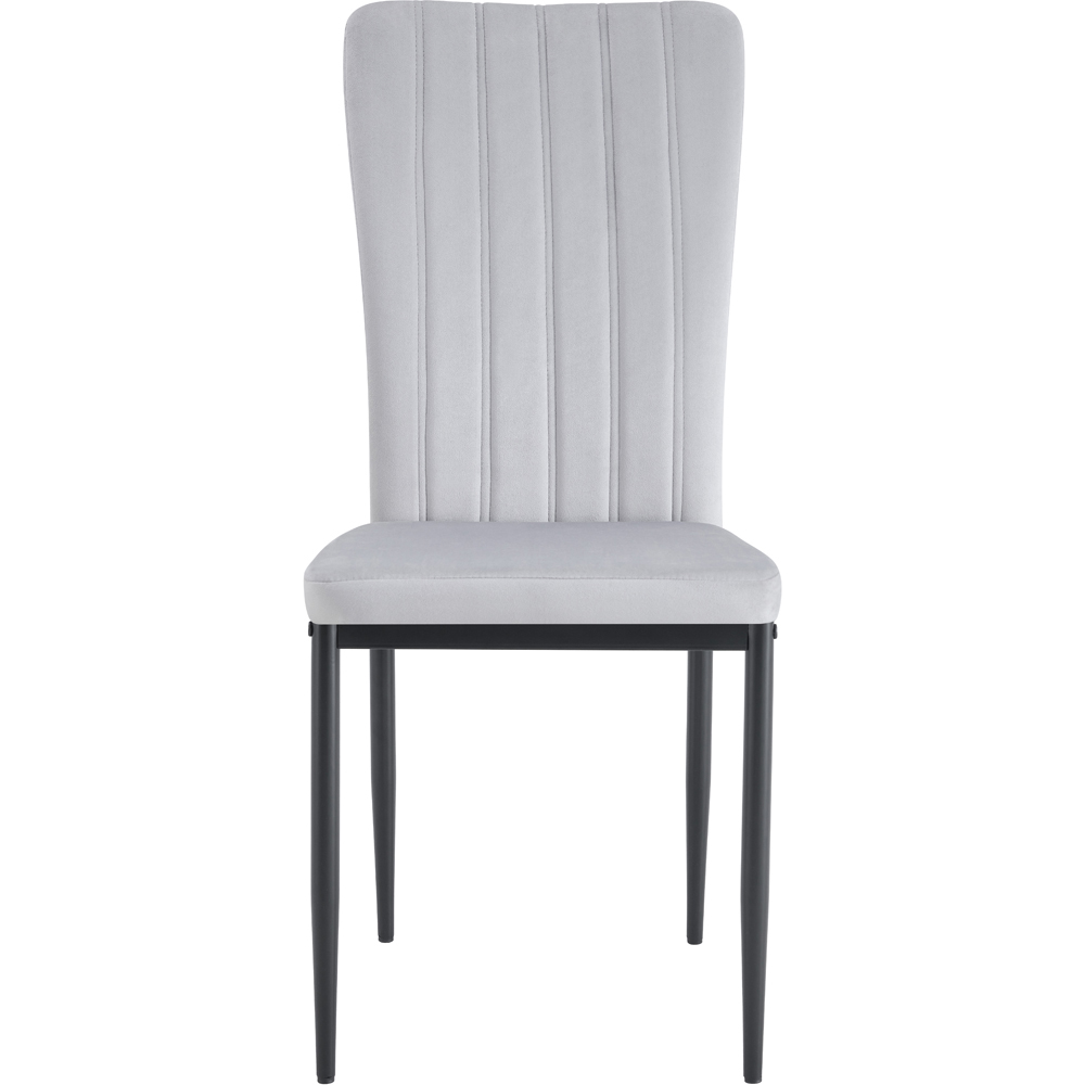 Elle Set of 4 Light Grey Velvet Effect Plush Padded Upholstered Dining Chair Image 3