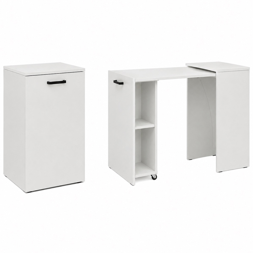 Shefa Line Flexi 2-in-1 2 Shelf Folding Computer Desk White Image 5