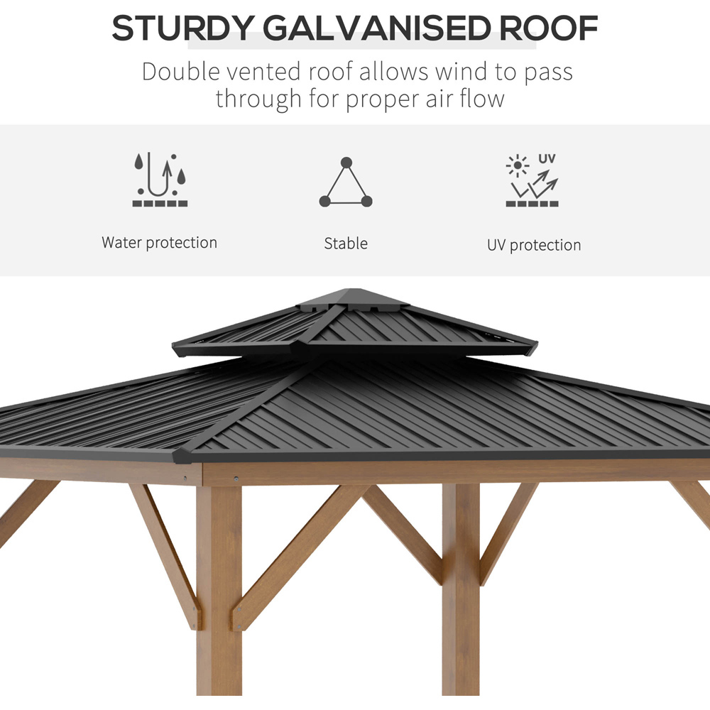 Outsunny 3.5 x 3.5m Black Wood Frame Double Tiered Hardtop Gazebo Image 8
