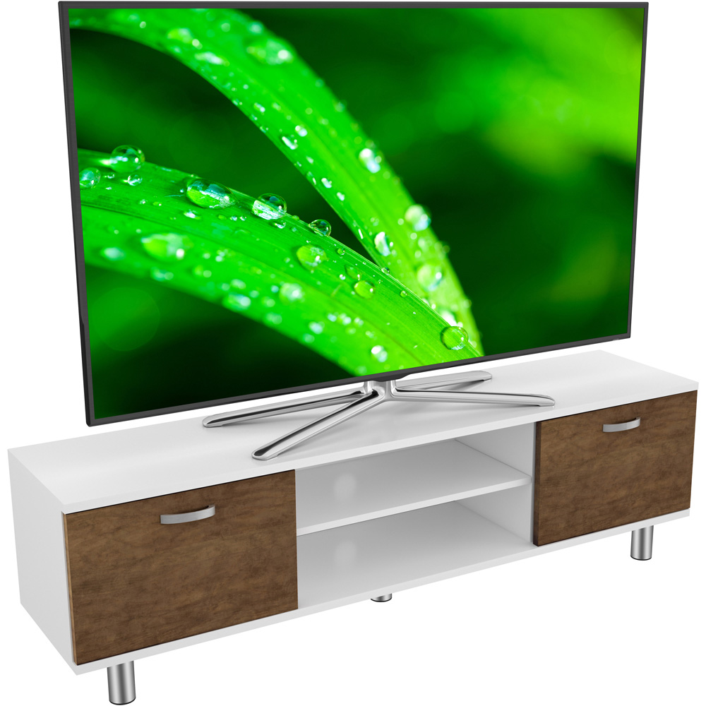 AVF Omaha 2 Door 2 Shelf Walnut and White TV Unit Image 4