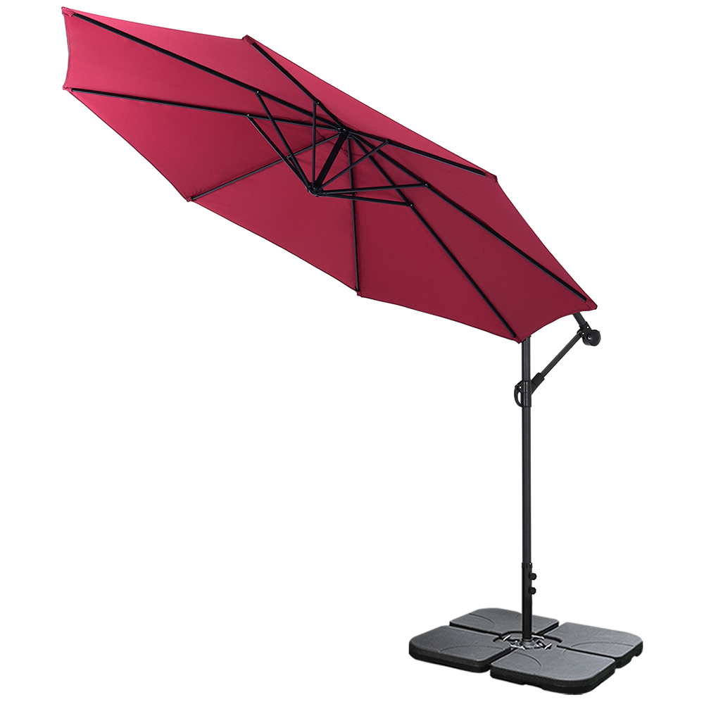 Living and Home Red Cantilever Parasol with Square Base 3m Image 3