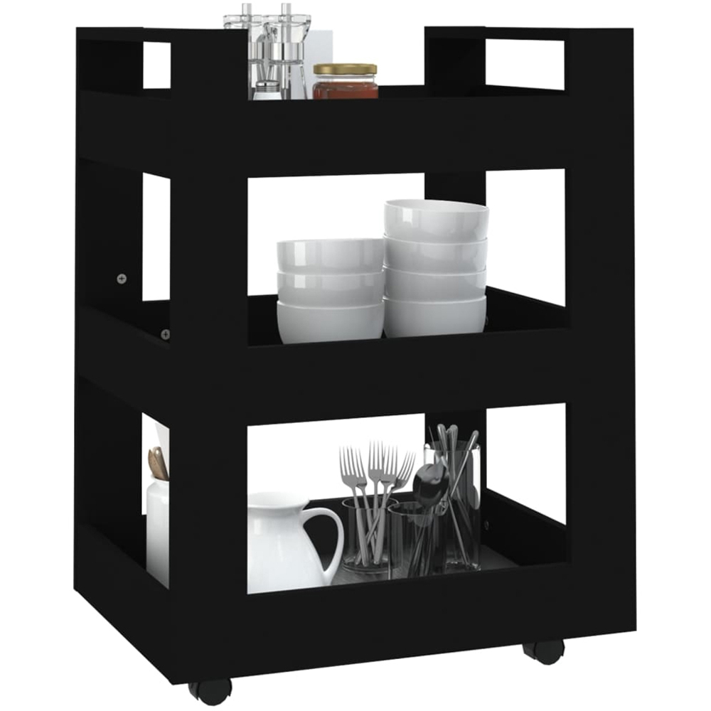 vidaXL 3 Shelf Black Kitchen Trolley Image 4