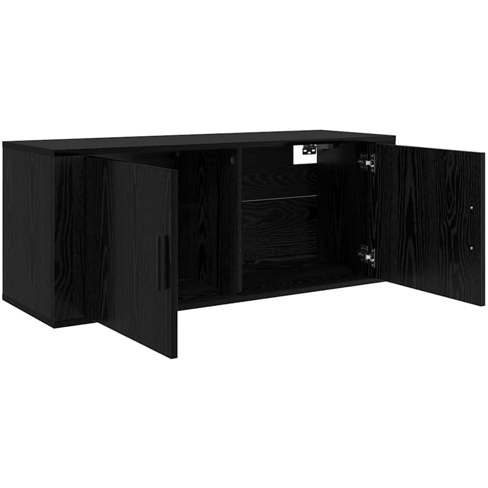 vidaXL 2 Door Black Oak Wooden Wall-Mounted TV Cabinet Set of 3 Image 6