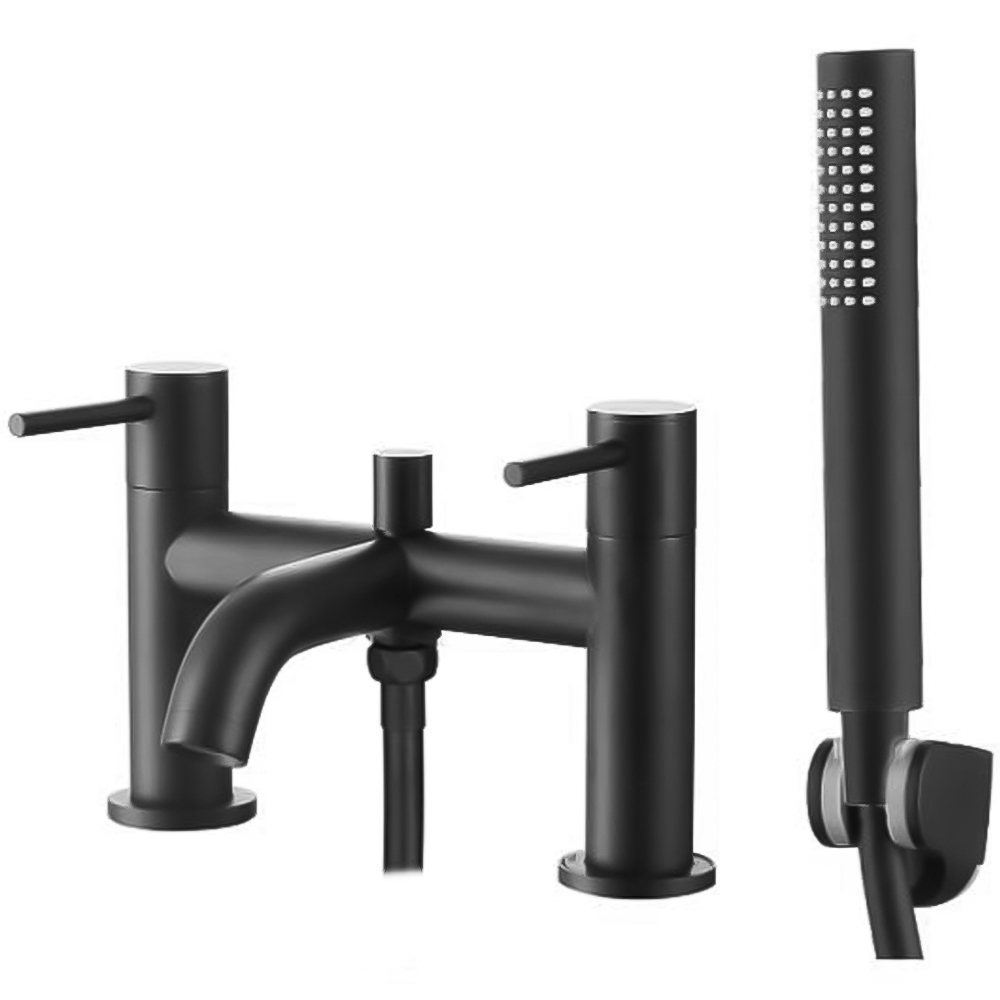 Nes Home Alice Matte Black Bath Shower Mixer Tap with Handheld Kit Image 1