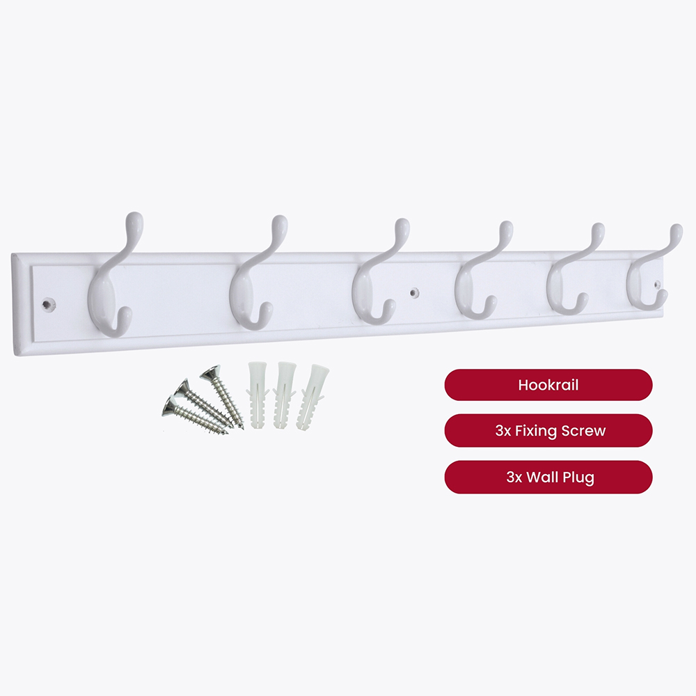 Headbourne Keypak White 6 Hook Coat Rail Image 3