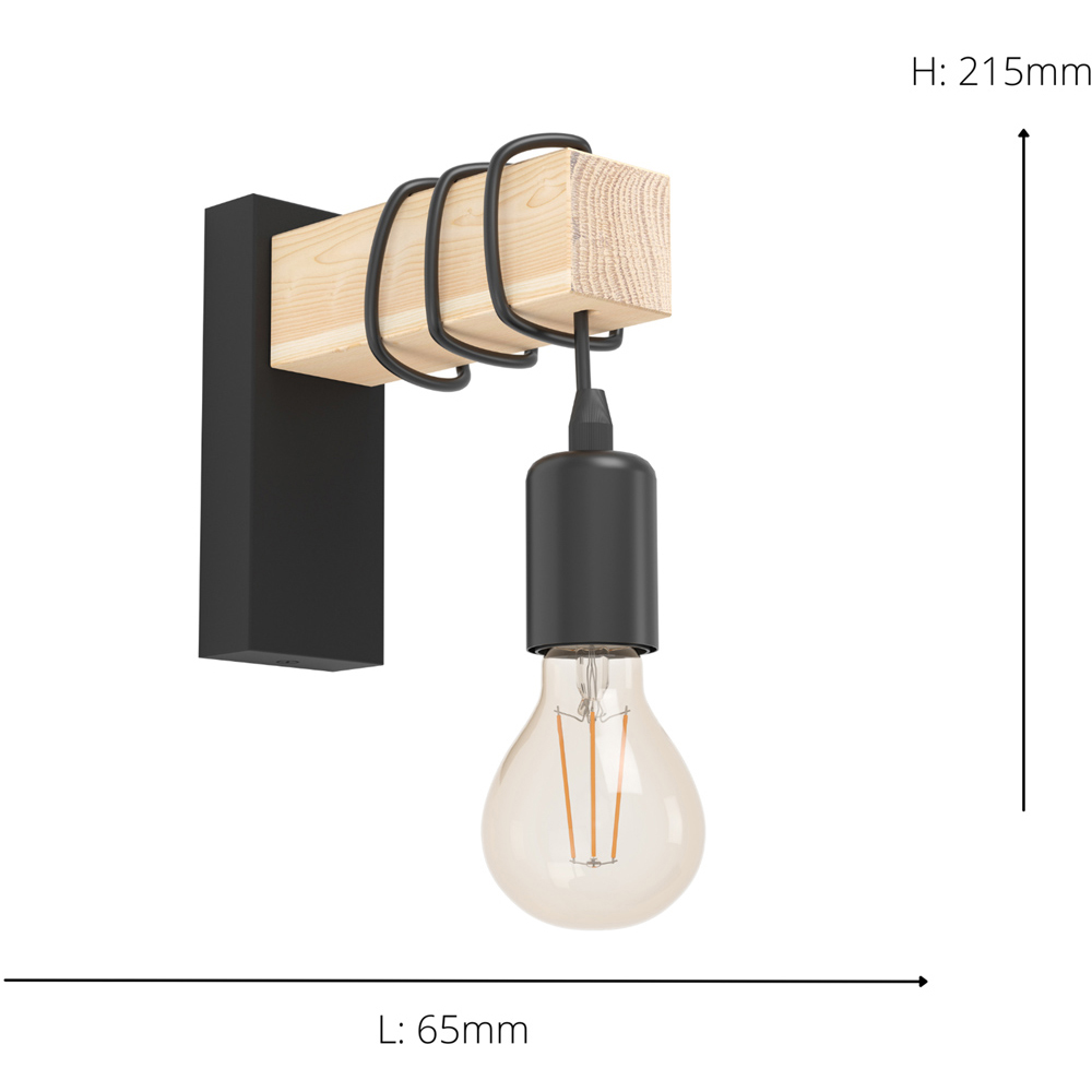 EGLO Townshend Metal and Wood Black Wall Light Image 4