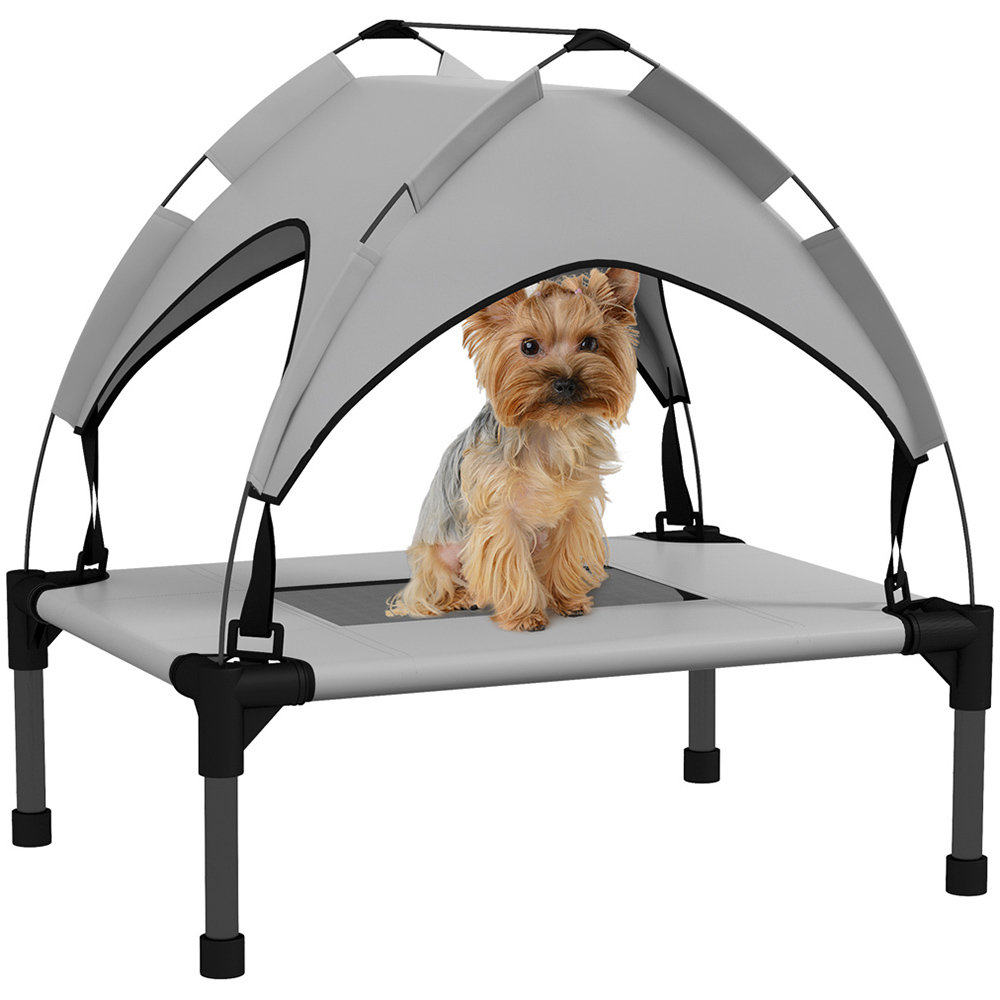 PawHut Small Dogs Light Grey Cooling Raised Pet Bed Image 3