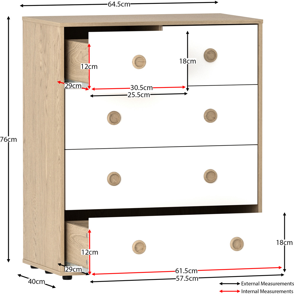 Junior Vida Neptune 5 Drawer White and Oak Storage Chest Image 8