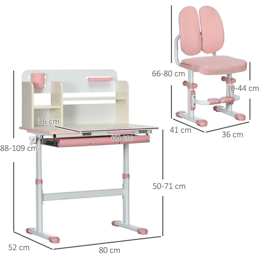 Playful Haven 2 Piece Kids Desk and Chair Set Pink Image 7