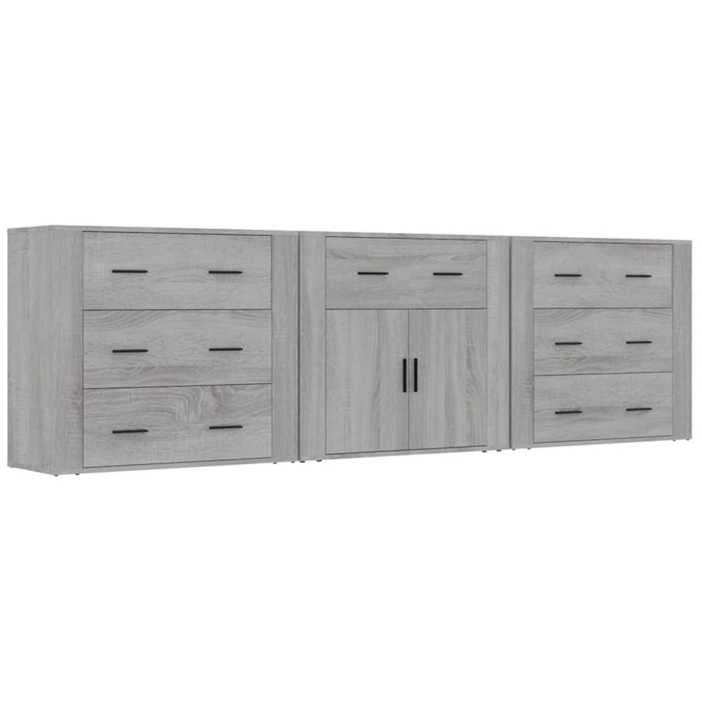 vidaXL 2 Door 7 Drawer Grey Sonoma Sideboard Image 2