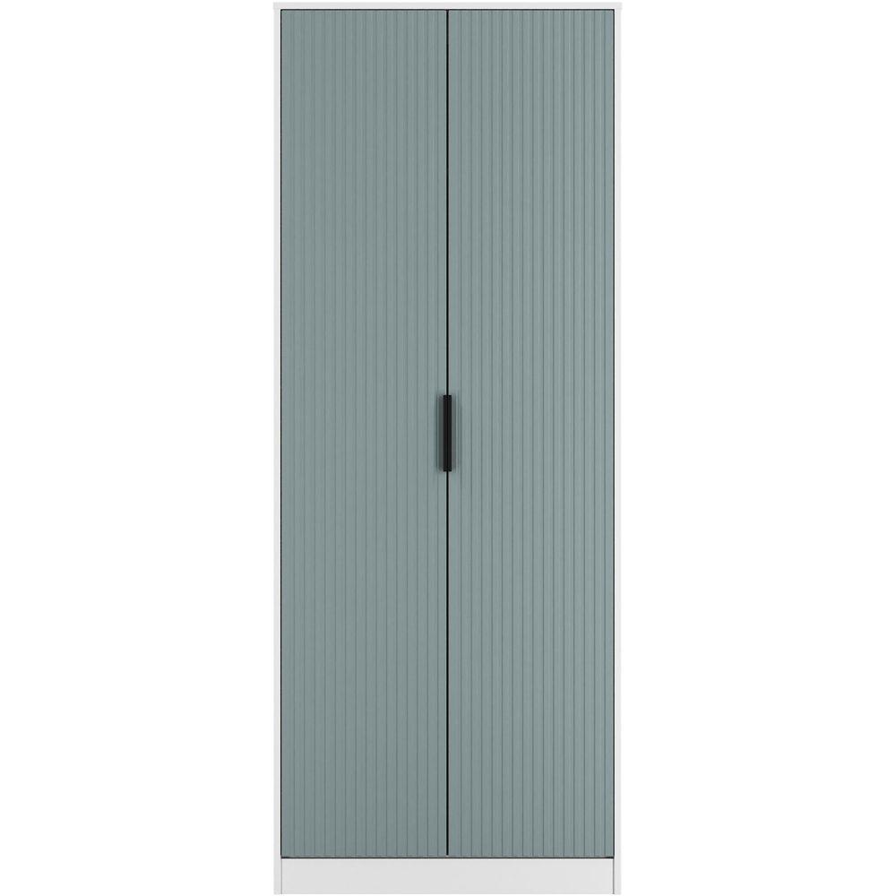 Crowndale Fluted 2 Door Duck and White Matt Tall Wardrobe Ready Assembled Image 2