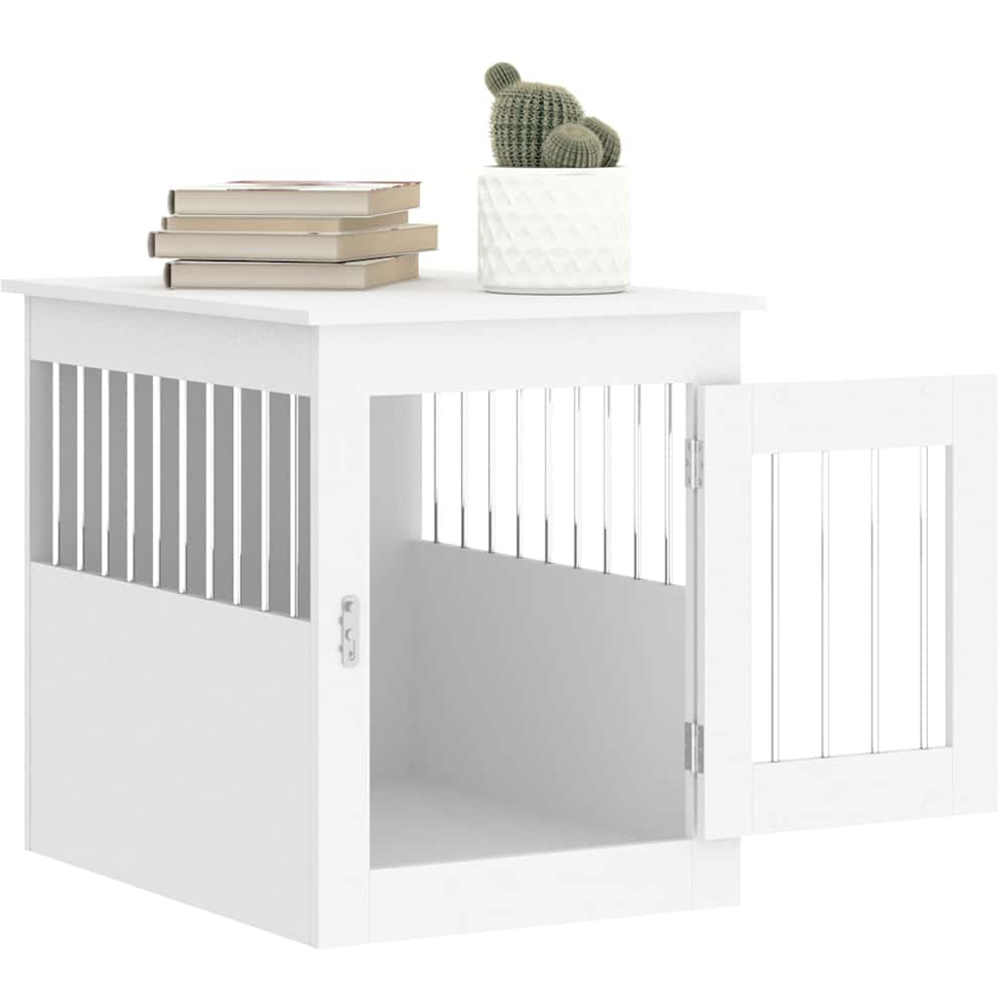 vidaXL White Processed Wood Dog Crate Furniture 55 x 75 x 65cm Image 4