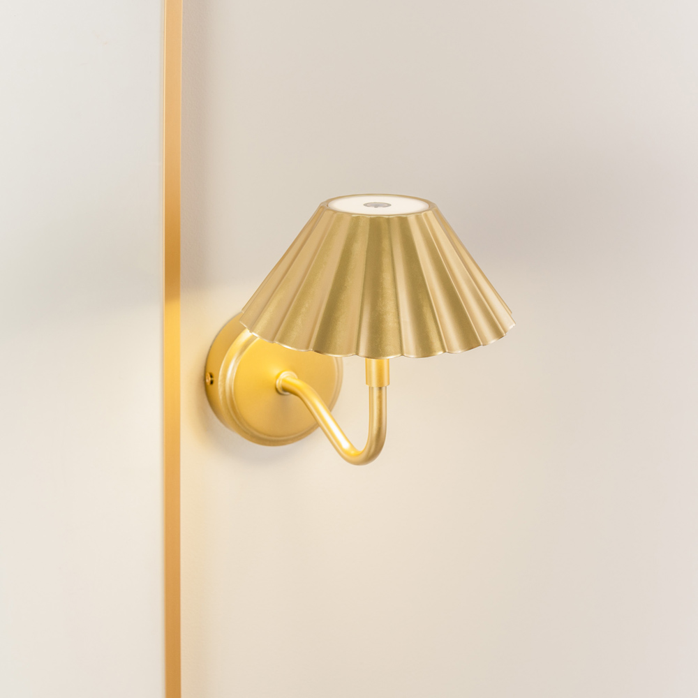 ValueLights Avery Gold Easy Fit Rechargeable LED Wall Light 2 Pack Image 5
