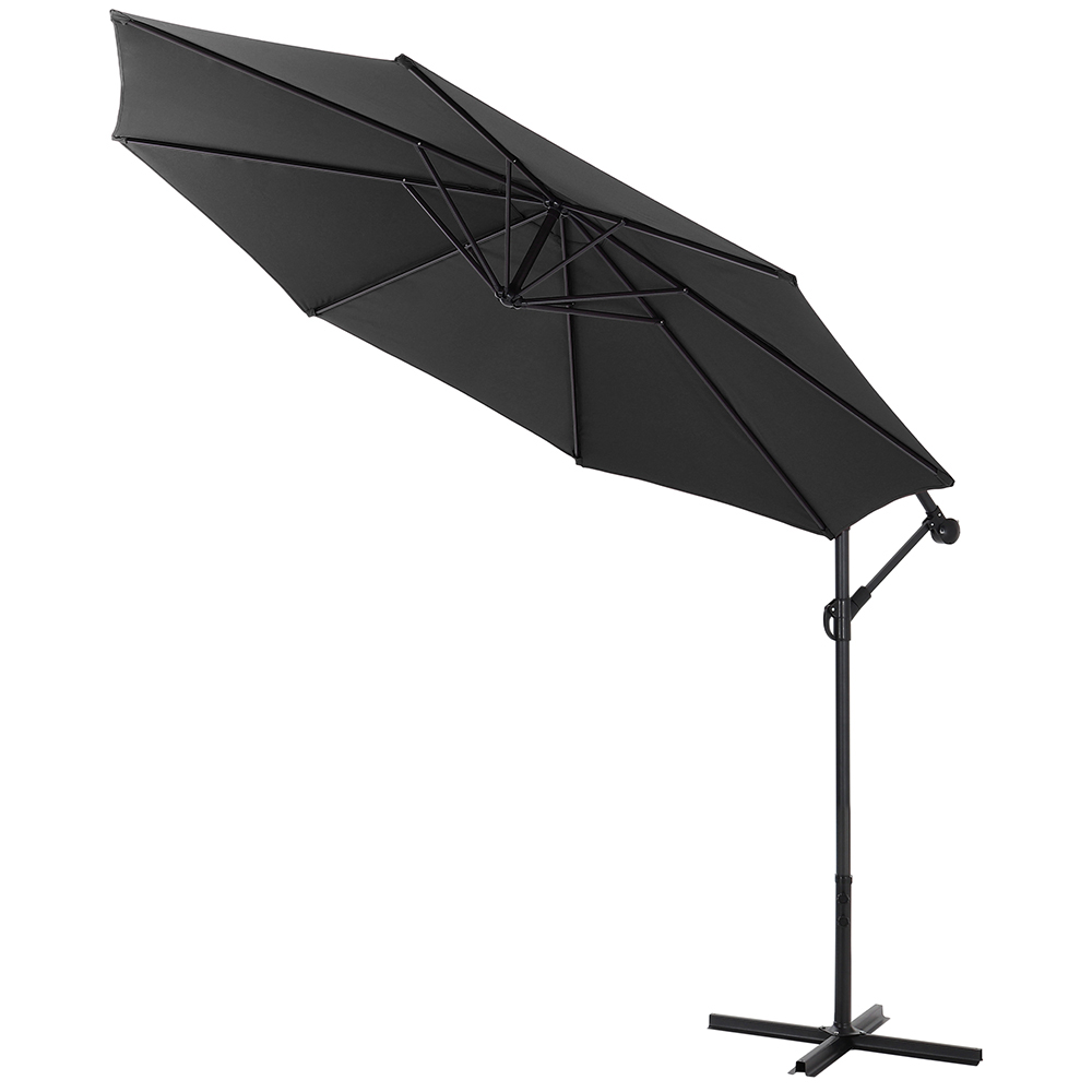 Living and Home Black Cantilever Parasol with Cross Base 3m Image 3