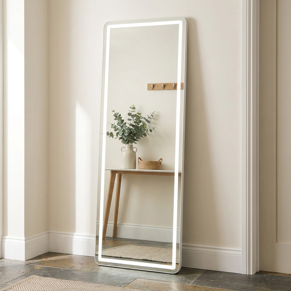 LED Wood Full Length Standing Mirror Image 4
