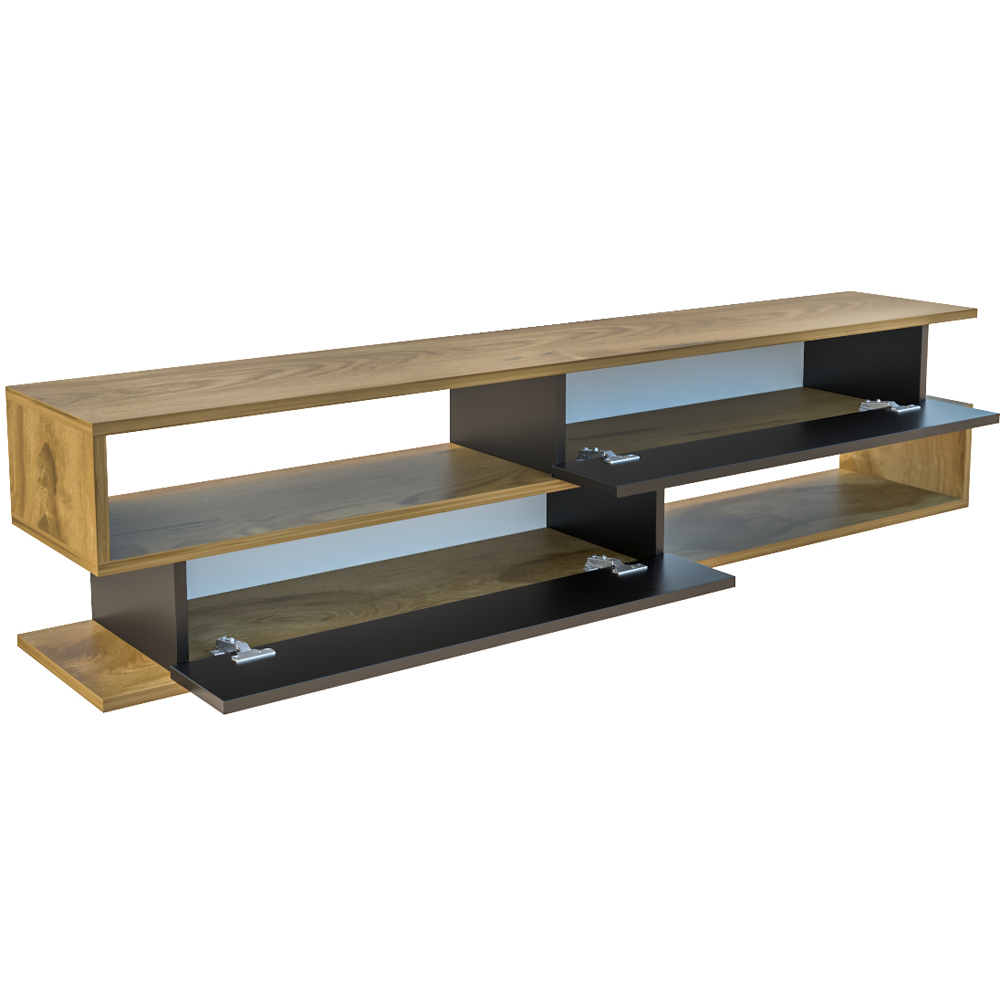 Decorotika Cortez 2 Door 2 Shelf Black and Oud TV Unit Image 3