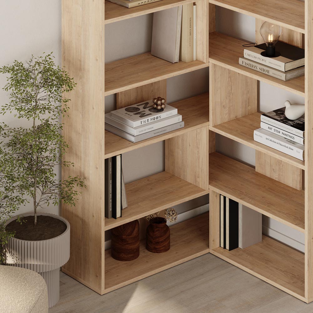 Decortie Molly No.4 12 Shelf Oak Tall Corner Bookcase Image 4