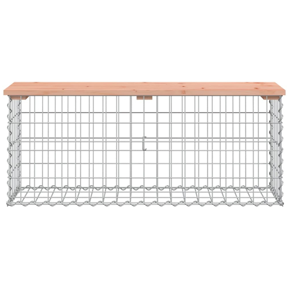 vidaXL Natural Solid Douglas Wood Gabion Design Garden Bench 103 x 31.5 x 42cm Image 2