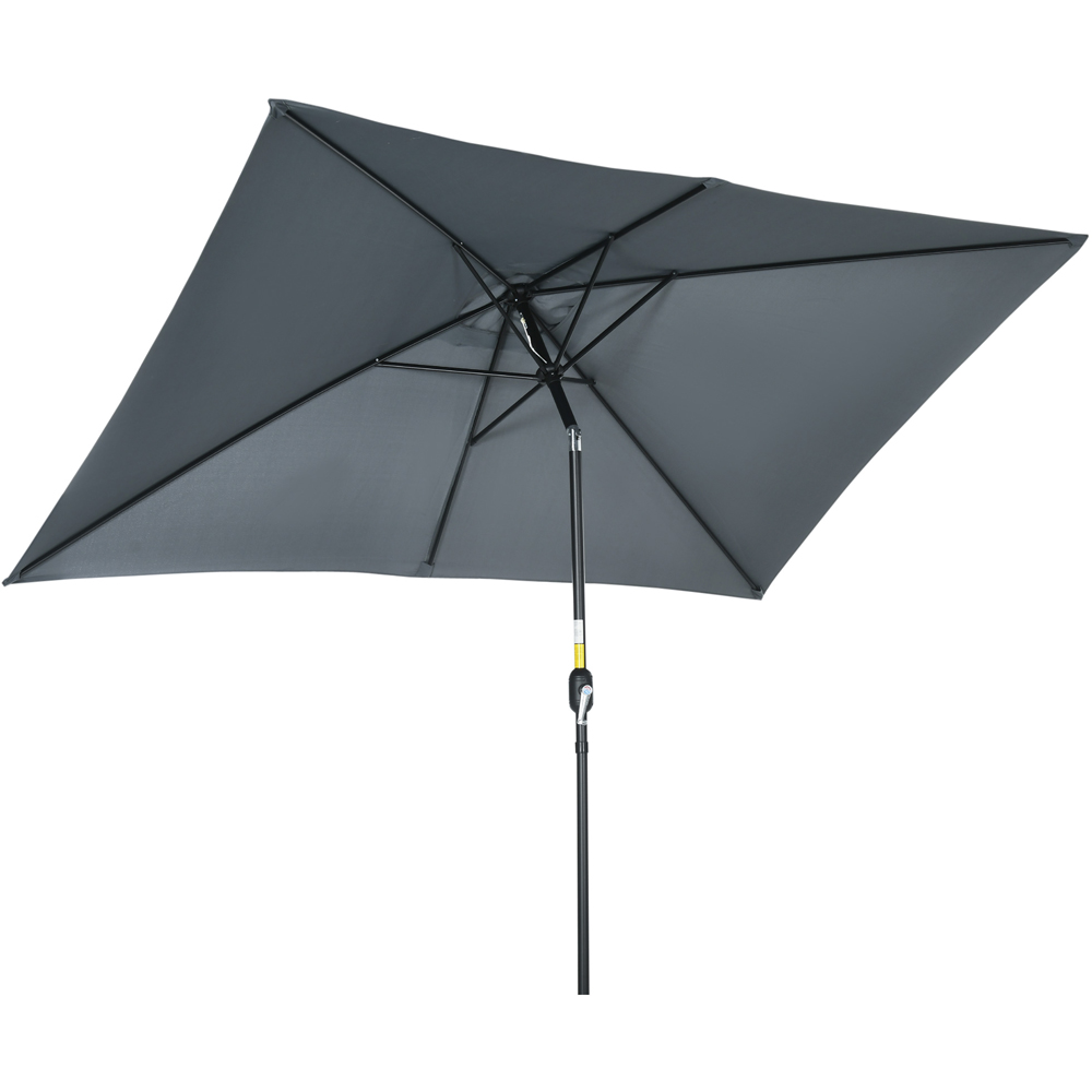 Outsunny Dark Grey Crank and Tilt Parasol 3 x 2m Image 1