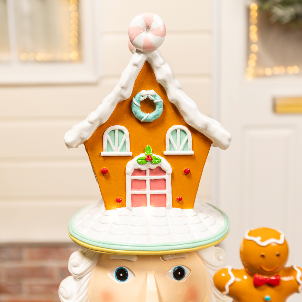 The Christmas Centre Red and Blue Gingerbread LED Lights Nutcracker 4ft Image 5