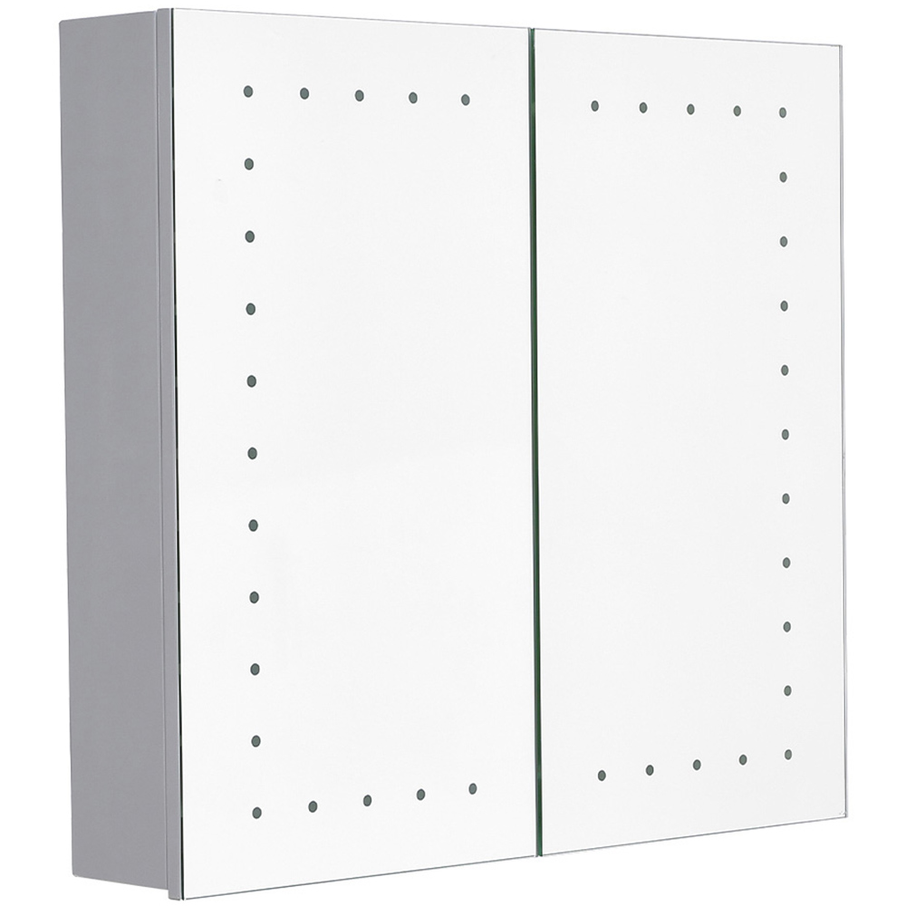 Living and Home White Dotted LED Mirror Bathroom Cabinet Image 3