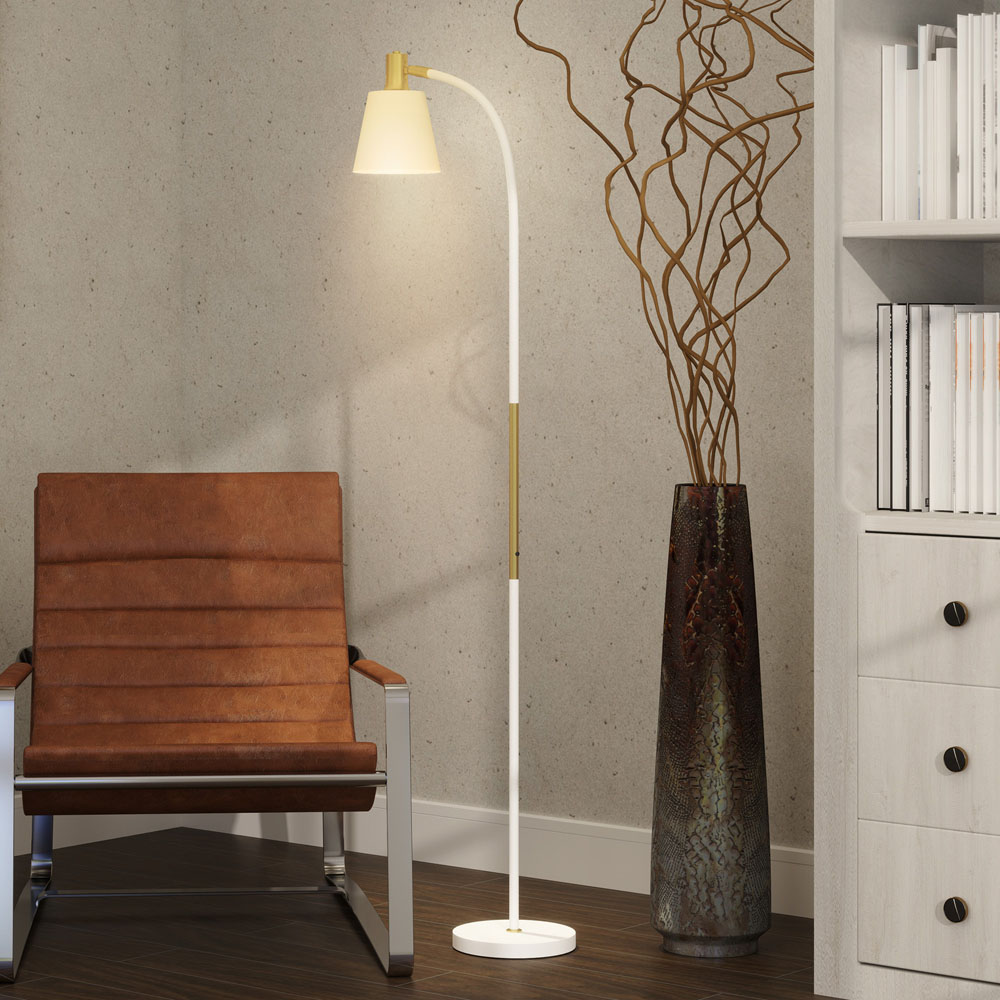 Portland White Adjustable Spotlight Reading Floor Lamp Image 8